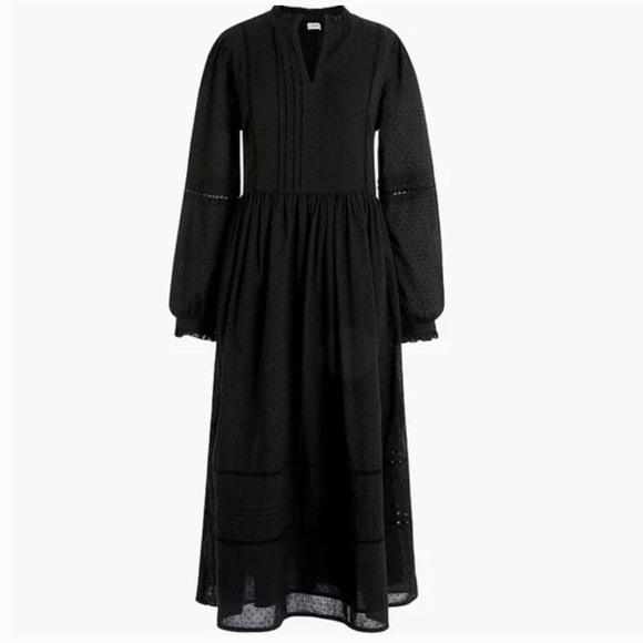 J. Crew Dresses & Skirts - J. Crew Factory black 3/4 sleeve Swiss dot maxi dress, M